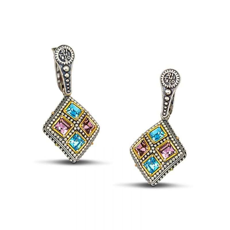 Σκουλαρίκια με Πολύχρωμες Swarovski Πέτρες